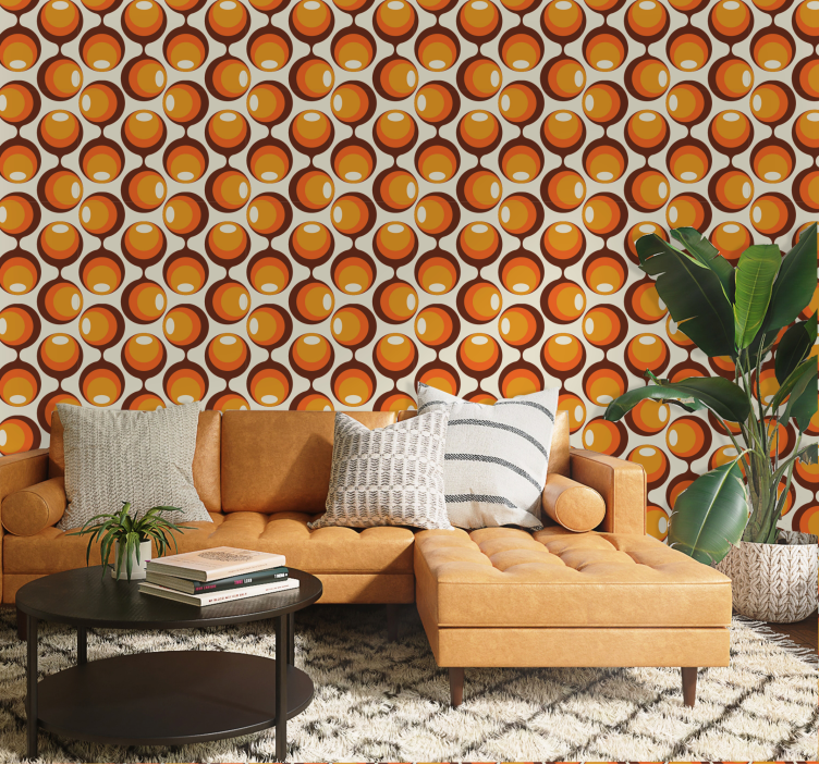 Semi oblong shape design 70's retro wallpaper - TenStickers