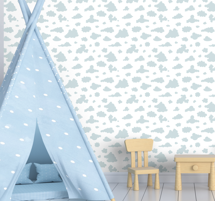 Soft blue cold pattern wallpaper childrens room - TenStickers