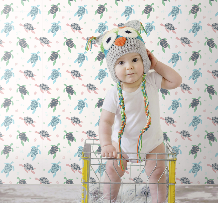 Soft color turtles Childrens Wallpaper - TenStickers