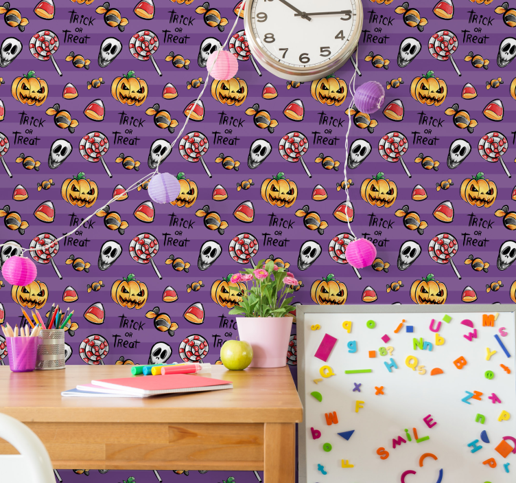 Spooky Treats Theme cute halloween wallpaper - TenStickers