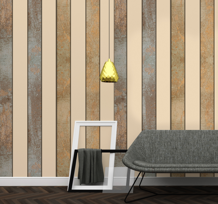 Styling of Concrete Striped Wallpaper - TenStickers
