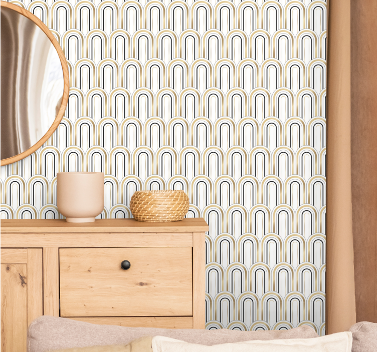 Stylish arch patterns living area wallpaper - TenStickers