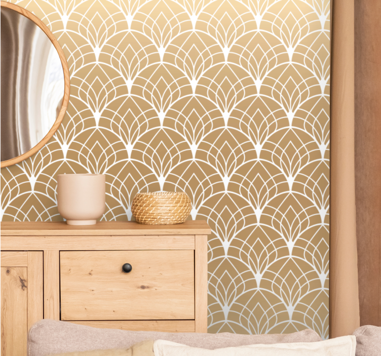 Stylish Leaf Shapes tile effect wallpaper - TenStickers