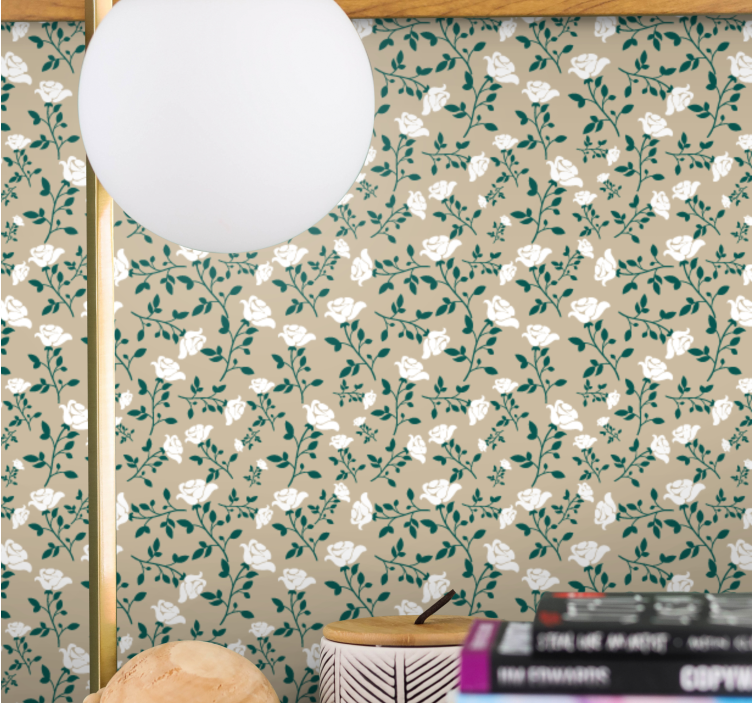 Subtle bloom pattern flowers wallpaper - TenStickers