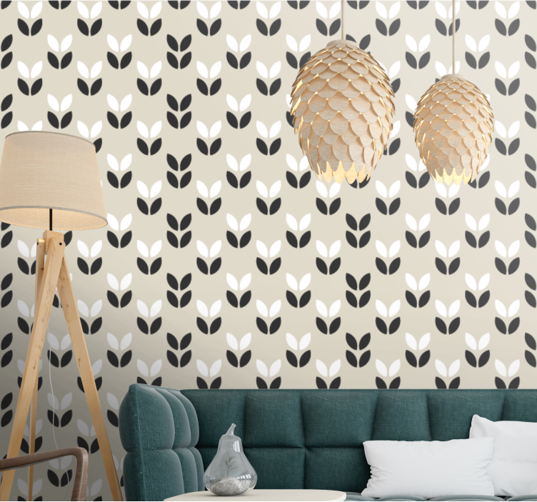 Symmetric Leaf Pattern wallpaper geometric - TenStickers