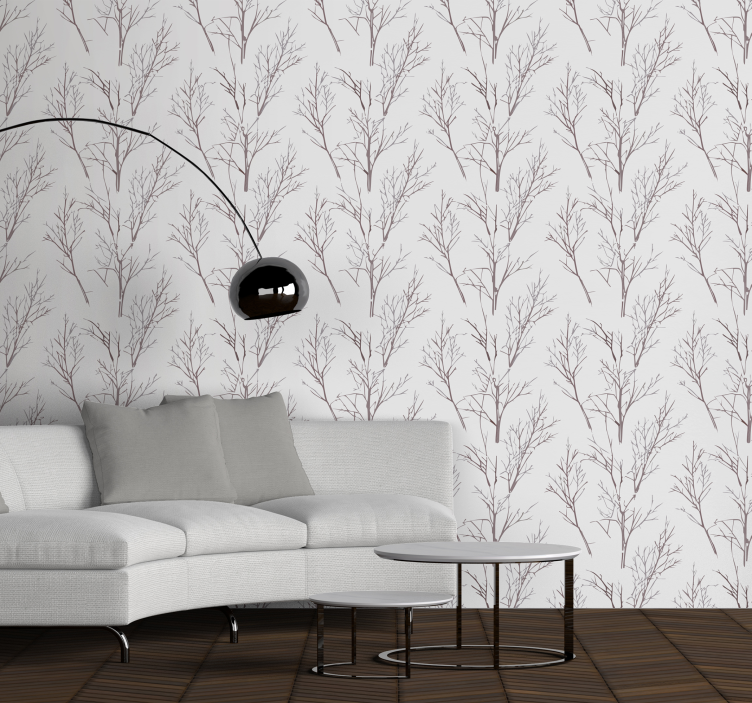 Thin branches grey wallpaper - TenStickers