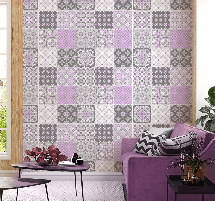 Tile-Patterned Motifs wallpaper effect tiles - TenStickers