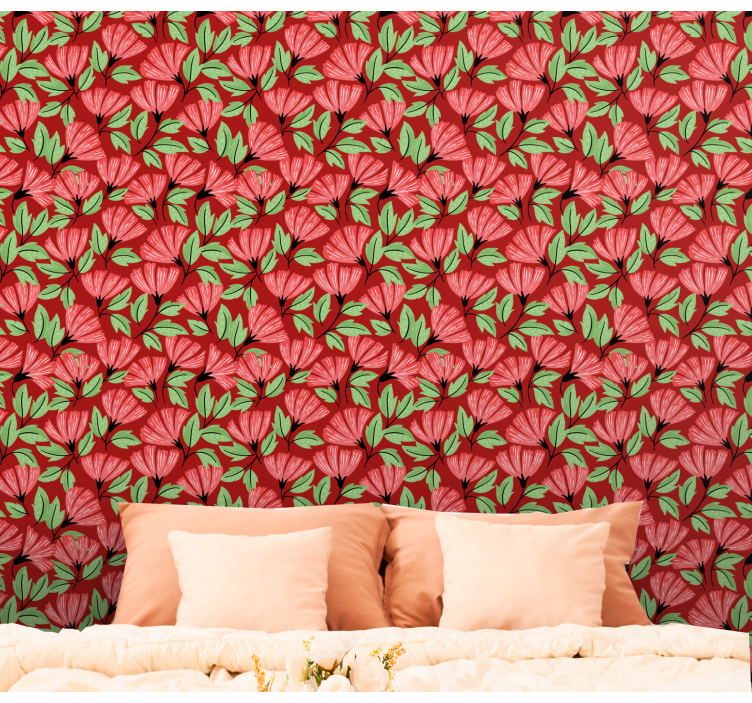 Tropical Bloom Pattern flowers wallpaper - TenStickers