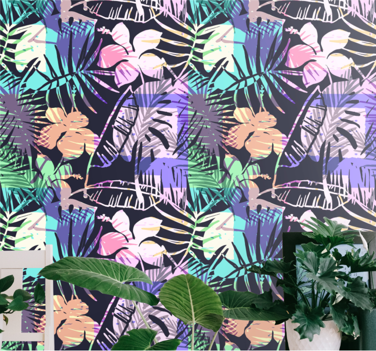 Tropical Floral Harmony nature wallpaper - TenStickers