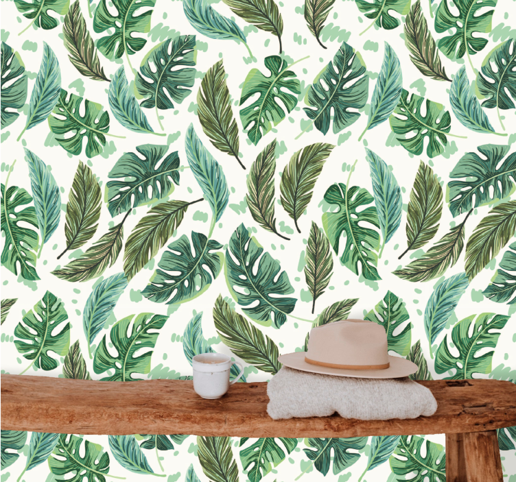 Tropical greenery leaves wallpaper - TenStickers