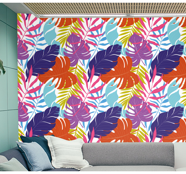 Tropical Leaf Design leaves wallpaper - TenStickers