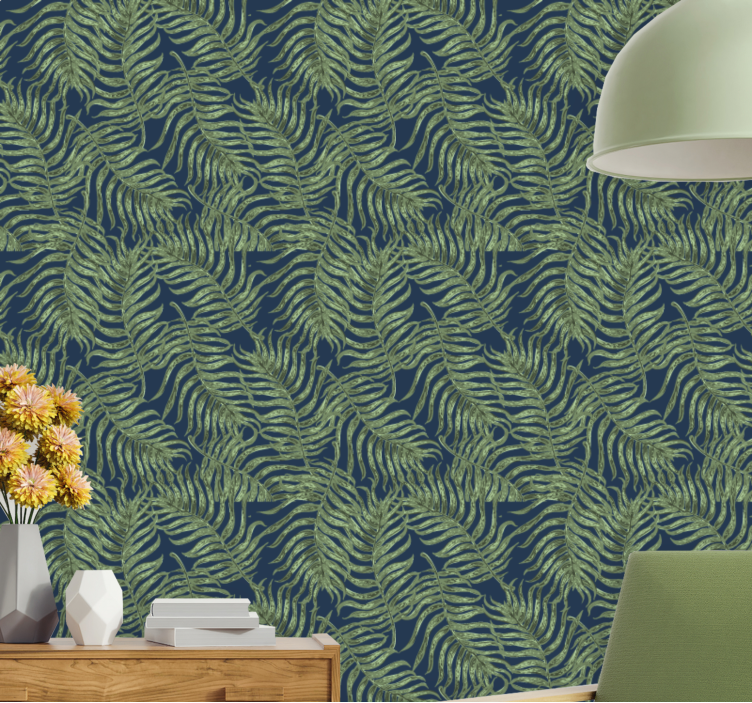 Tropical leaf over a dark  background wallpaper - TenStickers