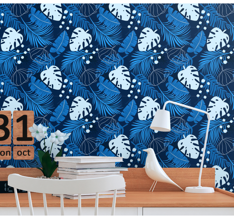 Tropical Monstera Design leaves wallpaper - TenStickers