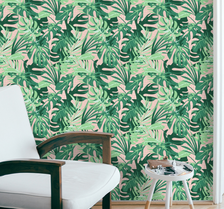 Tropical plant design jungle themed wallpaper - TenStickers