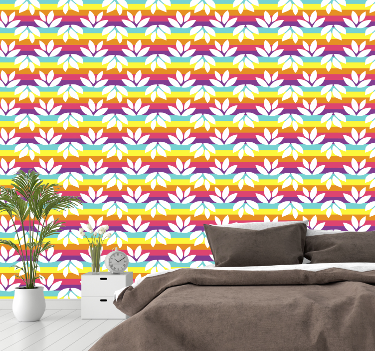 Tropical Tile Motif floral wallpaper - TenStickers