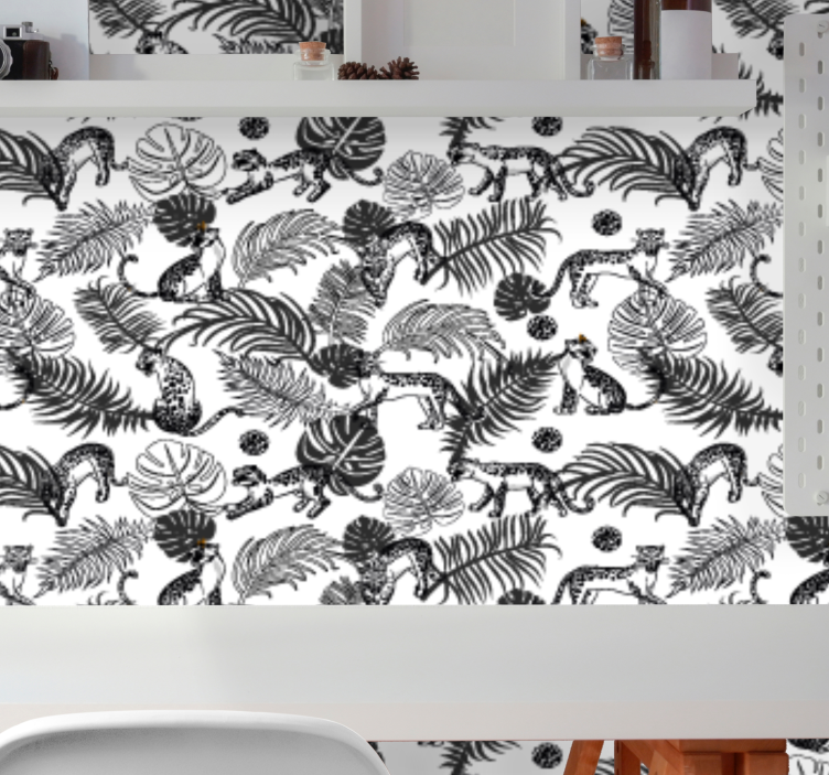 Black and White Pattern jungle themed wallpaper - TenStickers