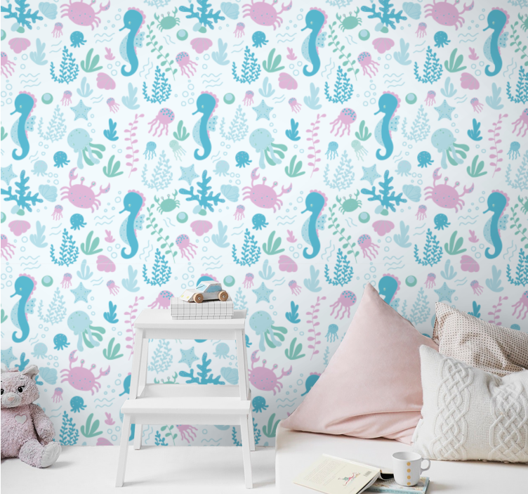 Underwater Sea Life nursery room wallpaper - TenStickers