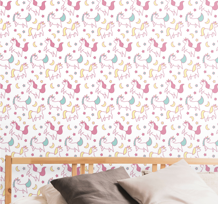 Unicorns Pattern nursery room wallpaper - TenStickers