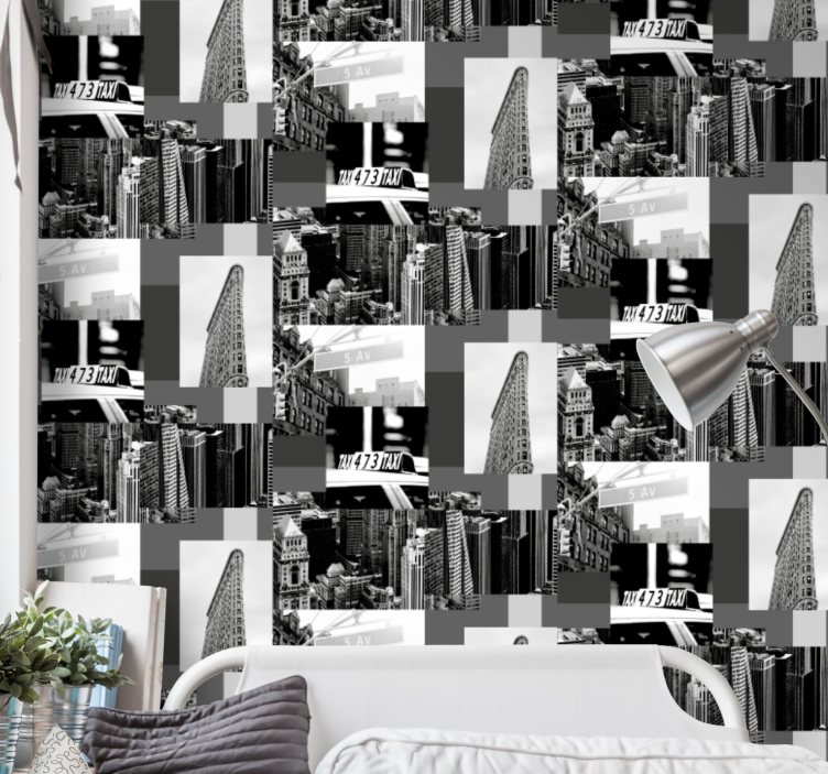 Urban Collage Pattern city wallpaper - TenStickers