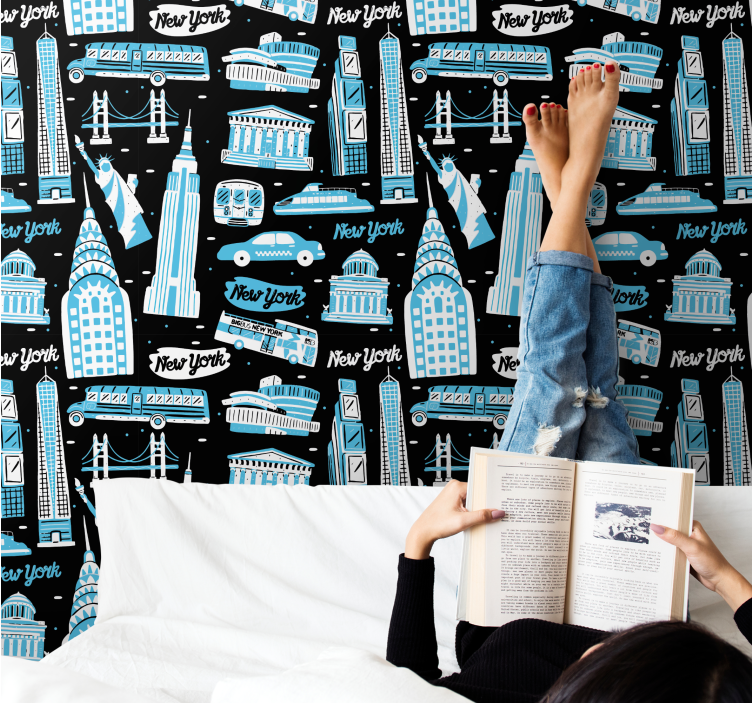 Urban Icons Collage wallpaper new york - TenStickers