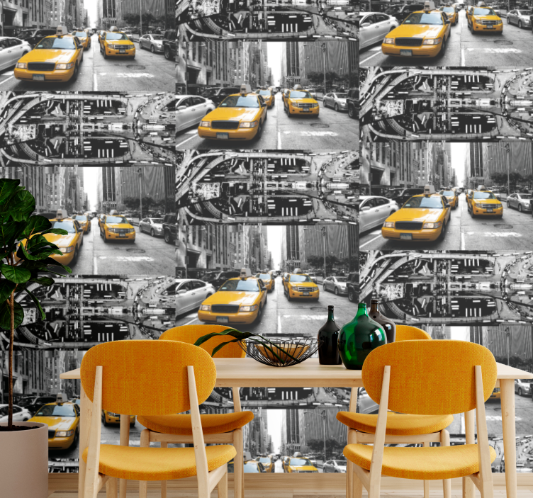 Urban Taxi Scene city wallpaper - TenStickers
