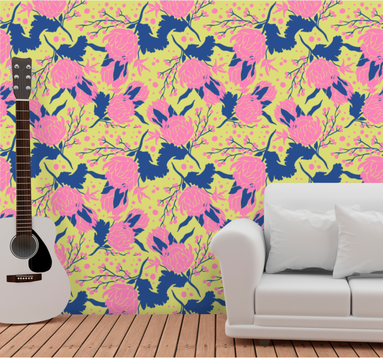 Vibrant Floral Pattern flowers wallpaper - TenStickers