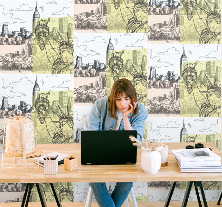 Vintage old school collage New York Wallpaper - TenStickers