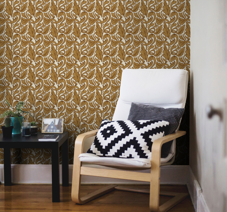Vintage wallpaper floral gold - TenStickers