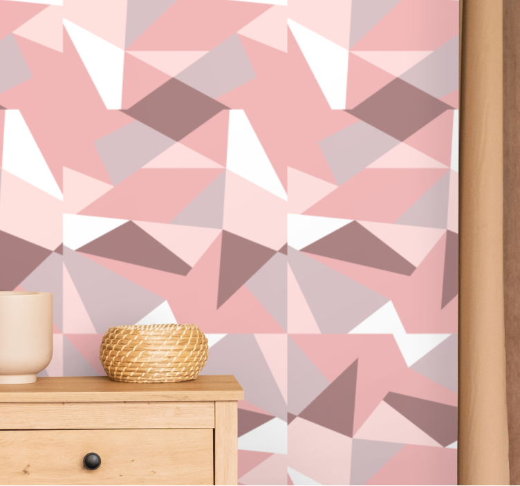 Wallpaper geometric textured pink patterns - TenStickers