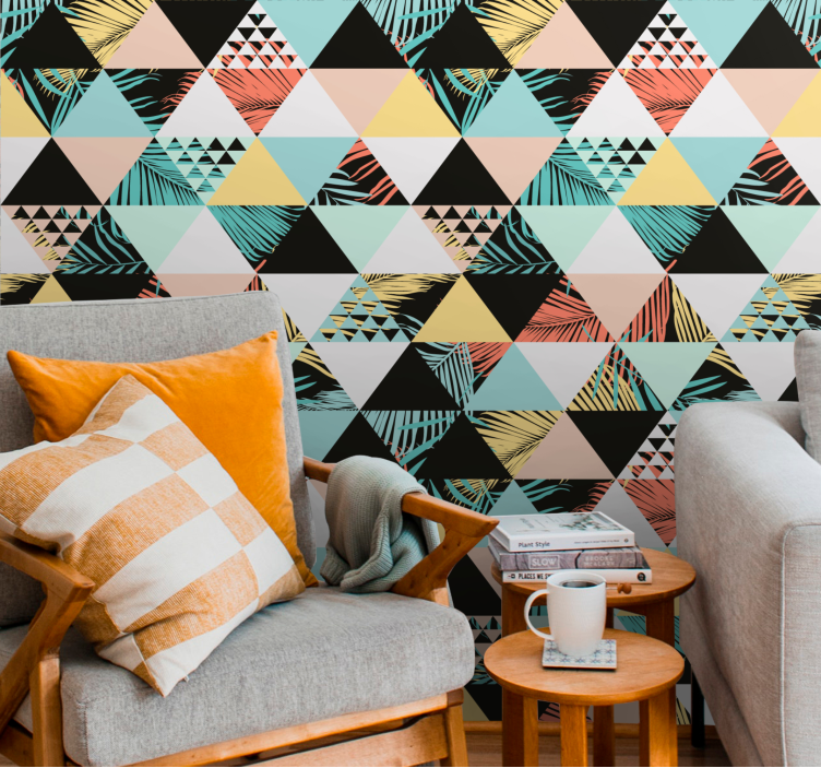 Wallpaper geometric triangle art - TenStickers
