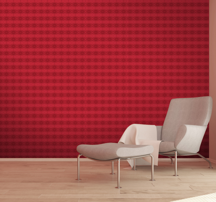Wallpaper red oriental pattern - TenStickers