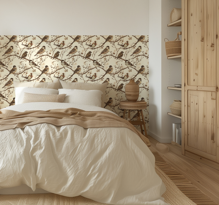 Wild birds headboard wallpaper - TenStickers