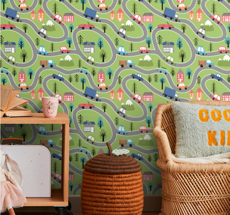 Winding Road Scene city wallpaper - TenStickers