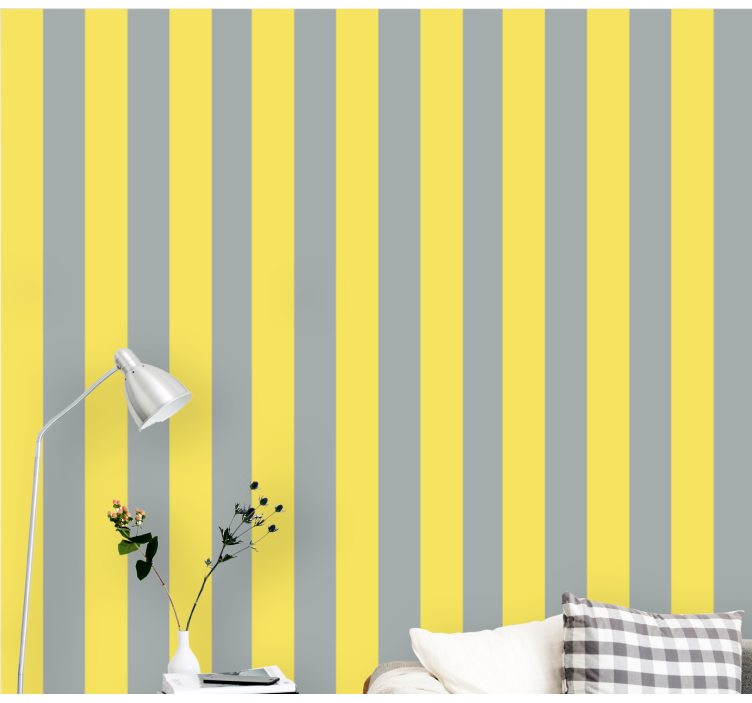 Yellow Gray Stripes wallpaper horizontal stripes - TenStickers